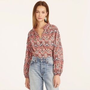 J. Crew Scalloped tie-neck top in Liberty May Nouveau print size XS